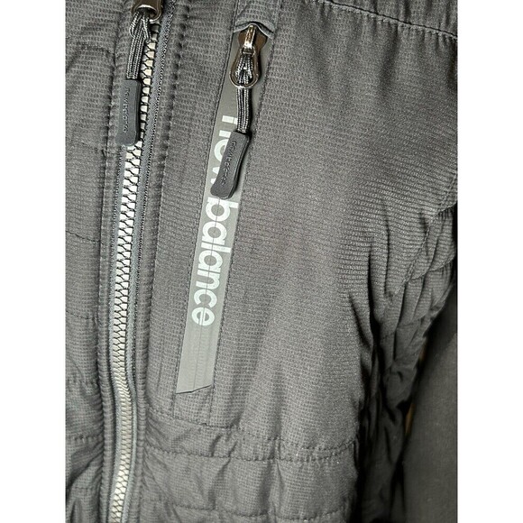 New Balance Men’s Black Quilted/Fleece Jacket with Hood Medium - Picture 2 of 10